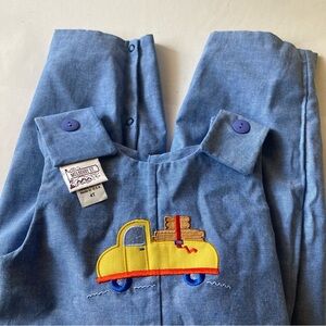 New NWT Vintage Mulberry St kids blue reversible jumper tools bus 4T